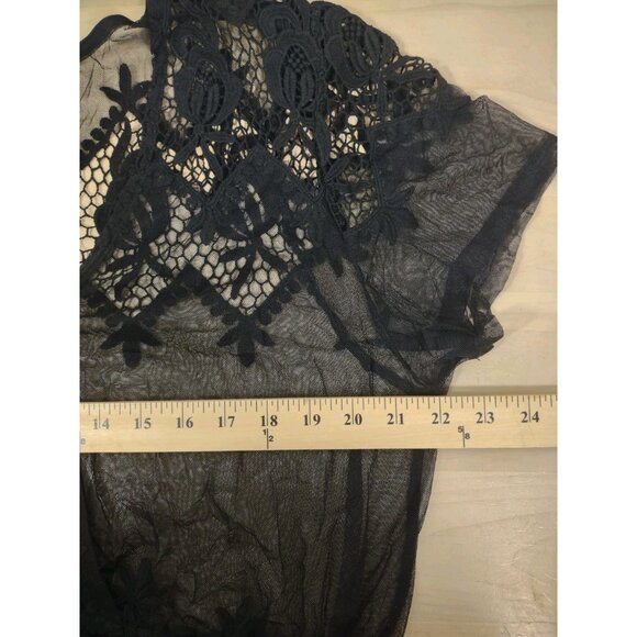 Colleen Lopez Sheer Lace Robe Coverup Lingerie 1X Black Femme Fatale Fairy Goth - Picture 4 of 9